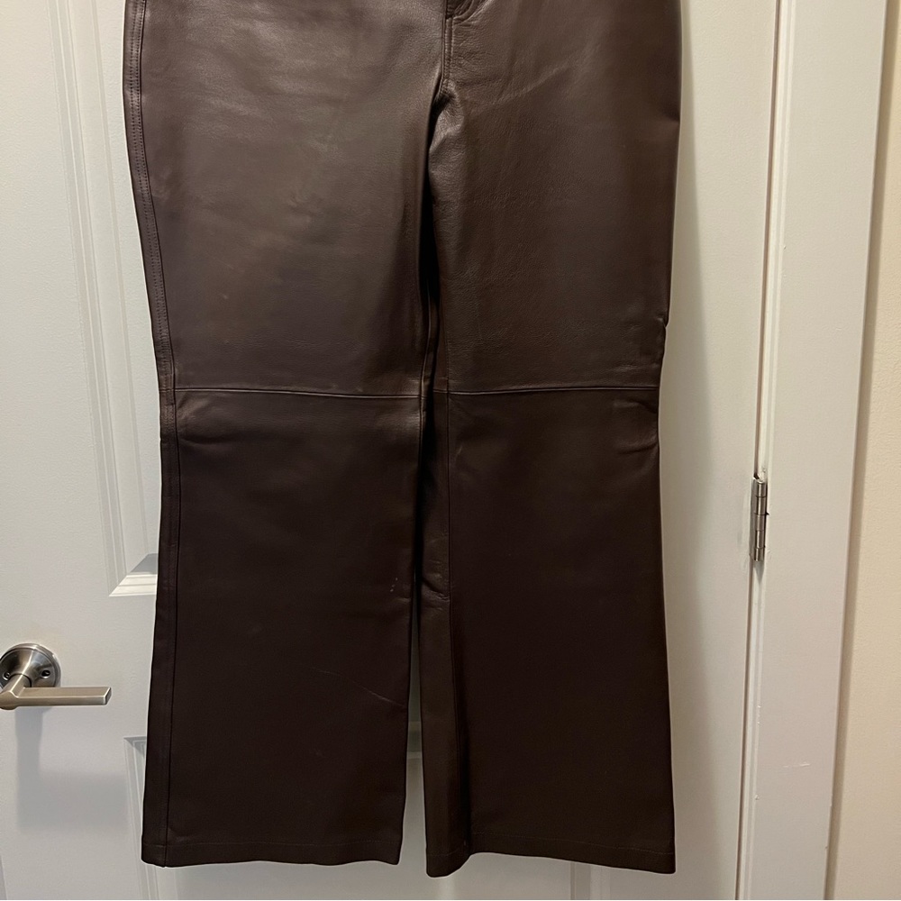 Dark brown leather pants Size 16